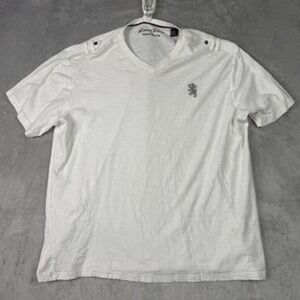 Lions Crest by English Laundry White V Neck T Shirt Mens 2X Graphic Logo Tee